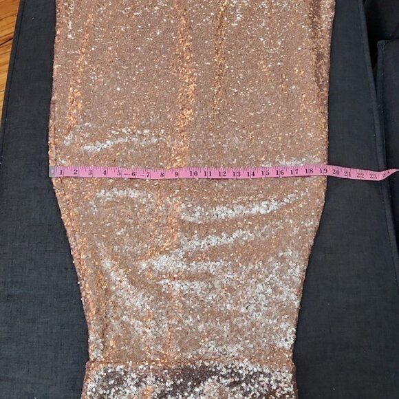 Jenny Yoo "Jules" Rose Gold Sequin Maxi Gown Sz4 - Picture 7 of 13